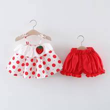 2021 New Fashion Newborn Baby Kid Girl Clothes Summer Dots Sling T-shirt Solid Short Pant 2pcs Outfits Set Clothing 2024 - buy cheap