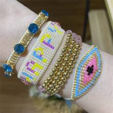 ZHONGVI Rainbow Bracelet Fashion Letter Bracelets For Women Heart Pattern Boho Jewelry 2021 Miyuki Seed Beads Pulseras Mujer 2024 - buy cheap