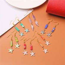 Colorful Sea Sediment Jaspers Earrings Women Fashion Starfish Pendant Earring Lovely Tiny Conch Women Earrings Jewelry For Girls 2024 - buy cheap