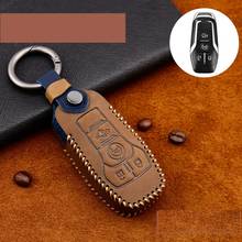 Genuine Leather Handmade Car Key Cover key Case For Ford Fusion Mondeo Mustang F-150 Explorer Edge 2015 2016 2017 2018 2024 - buy cheap