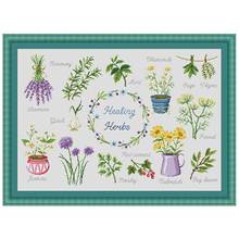 Healing herbs plant patterns Counted Cross Stitch 11CT 14CT 18CT DIY Cross Stitch Kits Embroidery Needlework Sets home decor 2024 - buy cheap