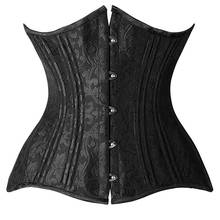 24 Double Steel Bones Unique Waist Trainer Corset Cotton Steel Underbust Gothic Jacquard Black White Corsets Bustiers Plus size 2024 - compre barato