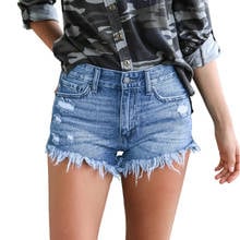 Shorts jeans feminino, shorts da moda com buracos, sexy, mini, stretch, casual, verão, alta qualidade, cowboy, jeans 2024 - compre barato