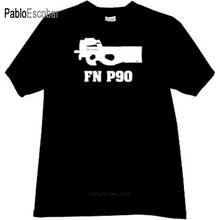 Camiseta de algodão masculina, t-shirt fn p90 arma camiseta preta fashion 4xl 5xl plus size 2024 - compre barato
