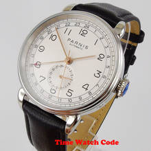 42mm parnis mostrador branco preto pulseira de couro data 24 horas st movimento gmt relógio de pulso automático masculino 2024 - compre barato