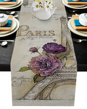 Camino de mesa con flores de la Torre Eiffel, Mantel Individual con mariposas, Decoración de mesa de boda, fiesta, comedor, hogar, Hotel 2024 - compra barato