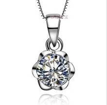 wholesale 1ct flower synthetic stone necklace,925 solid silver sterling  Necklace,women pendents,stone-jewelry 2024 - buy cheap