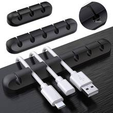 Organizador de cables USB de silicona, bobinador de escritorio, Clips de gestión, soporte para ratón, organizador de auriculares 2024 - compra barato