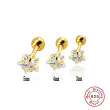 Aide 3/4/5mm 925 Sterling Silver Bling Zircon Stud Earrings White Star Gemstone Luxury Piercing Earrings For Women Jewelry 1Pcs 2024 - buy cheap