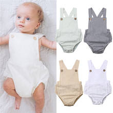 Cute Newborn Kids Bodysuit Baby Boy Girl Clothes Babygrow Jumpsuit Sunsuit Outfits Soild Children's Cotton Linen Summer 2021 2024 - buy cheap