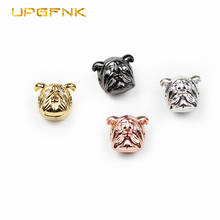 UPGFNK 4pcs Pug Dog head Pendants Copper Spacer beads Inlay CZ animal Charms metal Loose bead for Jewelry making bracelet DIY 2024 - buy cheap