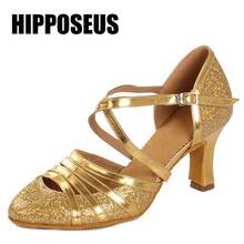 Ballroom Professional Modern Tap Latin Dance Shoes for Women/Girls/Ladies Tango&Salsa Heeled Indoor Dancing PU Gold Silver New 2024 - buy cheap