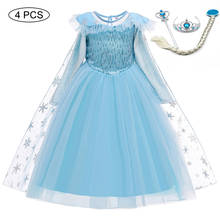 Vestido de princesa infantil feminino, vestido de manga longa com lantejoulas e renda para cosplay, fantasia para meninas 2024 - compre barato