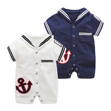 Baby Girls Rompers Summer Newborn Baby Navy Suit Cotton Short Sleeve Sailor Clothing Set Infant Jumpsuits Baby Boys Clothes 2024 - buy cheap