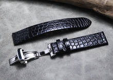 Butterfly buckle Handmade vintage Crocodile skin Strap 18 19 20mm 21mm 22mm Brown Black Men Watch Band Genuine leather Bracelet 2024 - buy cheap