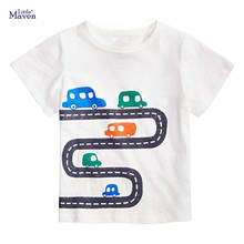 Little Maven New Summer Children Clothing White Cars Bend O-neck Short- sleeved Cotton Knitted Boys Casual Tshirts Tops 2024 - buy cheap