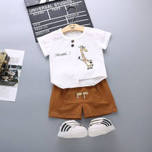 Ropa de verano para bebé, traje de 2 piezas de algodón de manga corta con estampado de jirafa, traje informal para niño de 0 a 4 años 2024 - compra barato