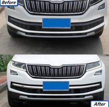 Frente do carro malha grades abs chrome guarnição grill estilo adesivo apto para skoda kodiaq 2017 2018 estilo do carro acessórios 2 pçs 2024 - compre barato