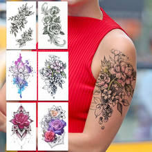 Cherry Blossom Fake Temporary Tattoos Sticker For Women Girls Watercolor Lotus Rose Henna Flower Tattoo Body Arm Sweat Pea Tatoo 2024 - купить недорого