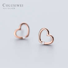 Colusiwei Genuine 925 Sterling Silver Rose Gold Color Romantic Heart Stud Earrings for Women Birthday Gift Jewelry Gifts 2024 - buy cheap