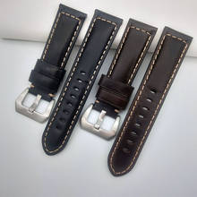 Black Brown 24mm Bright Leather Watchband for Panerai Strap Men’s Business Watch Accessories Free Tool 2024 - compra barato
