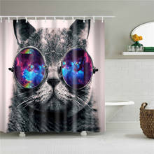 Cortinas de baño 3d con estampado de animales, tela de poliéster impermeable, lavable, con ganchos, León, Tigre y gato 2024 - compra barato