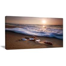 Tela hd conchas de praia mar ondulado de sol impressões imagens arte de parede pintura de casa decoração poster modular para sala de estar sem moldura 2024 - compre barato