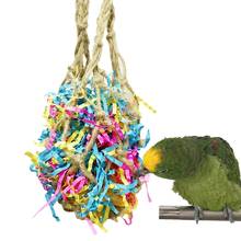 Papagaio mordida-resistente pendurado brinquedo animal de estimação pássaro brinquedo corda malha saco incluindo fio colorido-desenhado a 2024 - compre barato