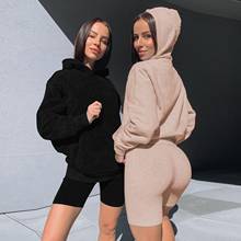 Womens Tracksuits Hooded Sweatshirts 2020 Autumn Winter Fleece Oversize Hoodies Solid Color Cotton Oversized Jumpsuits C2279 2024 - buy cheap