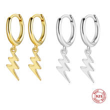 New Trendy 18K Gold Plated Lightning Pandant Earrings Small Circle Real 925 Sterlin Silver Drop Earring Fine Jewelry Gifts 2024 - buy cheap