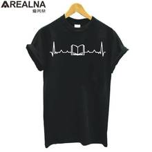 Летняя футболка из 100% хлопка в стиле Харадзюку с надписью «Heartbeat», модные женские топы размера плюс, Повседневная футболка с короткими рукавами kawaii 2024 - купить недорого