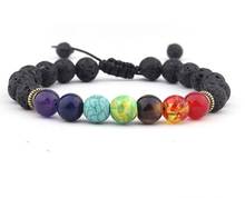 Pulsera de chacras curativas de Reiki y Buddha para Yoga, brazalete ajustable de hilo elástico, piedra volcánica negra mate, macramé, 8mm, c4tg 2024 - compra barato