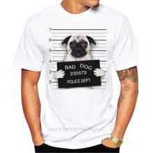 Camiseta masculina design artístico dept de cachorro, camiseta estampada pug, manga curta, casual, buldogue francês, 2020 2024 - compre barato