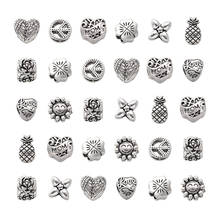 35pcs/100g Alloy European Beads Spacer Beads Large Hole Metal Beads Mixed Shape for Jewelry Making DIY Bracelet Necklace 2024 - buy cheap