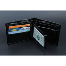 Винтажный Мужской короткий кошелек двойного сложения, кошелек для мелочи, для ID и кредитов, из искусственной кожи 2024 - купить недорого