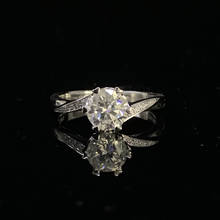 Anel de noivado moissanite 18k., joia redonda de diamante para amantes. cor df 2024 - compre barato