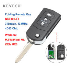 Keyecu Folding Remote key Car Starter 3 Button 433MHz 4D63 Chip for Mazda 2 / 3 / 5 / 6 / MX5 / CX7 (SKE126-01) 2024 - buy cheap