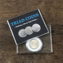 Triad Coins (Walking Liberty Half Dollar) Magic Trick Gimmick Produce Vanish Change Three Coin Magia Close Up Illusion Mentalism 2024 - buy cheap