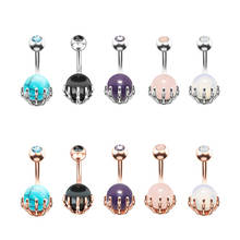 1pc Claw Zircon Belly Button Rings Navel Piercing Stainless Steel Bar Ombligo Party Stud Barbell for Woman Sexy Body Jewelry 14G 2024 - buy cheap