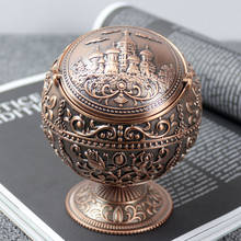 ElimElim Ancient Metal Crafts Globe Ashtray Room Decoration home decor Gift for Father 2024 - buy cheap