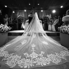 Luxury Sparkle Shine Lace Wedding Veil 350cm Cathedral Length Bridal Veils Bride Wedding Accessories 2024 - buy cheap