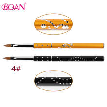 BQAN 1PC Kolinsky Hair #4 Acrylic Nail Brush Metal Handle with Crystal Diamond Decora Liquid Powder UV Gel Carving Pen Manicure 2024 - buy cheap