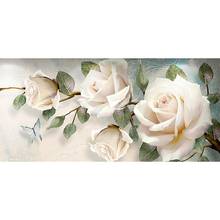 Pintura de diamante artesanal de flores, Kit de bordado de diamantes de Rosa Blanca 5D, decoración artesanal hecha a mano para el hogar, regalo de arte 2024 - compra barato