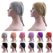 Мусульманская внутренняя Кепка, головной убор, шарф для женщин, бандаж, тюрбан, для выпадения волос, Chemo Cancer Beanie, шапка, мусульманский хиджаб, головной убор 2024 - купить недорого