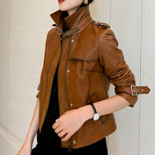 Real Genuine Leather Jacket Women Vintage Sheepskin Coat Short Slim Spring Autumn Motorcycle Biker Jacket Woman M7548 YY1793 2024 - buy cheap