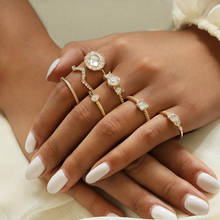 Богемное кольцо с кристаллами, драгоценные камни в форме V, золотые кольца с кристаллами, красивые женские аксессуары для танцевальной вечеринки, женский набор колец 2024 - купить недорого