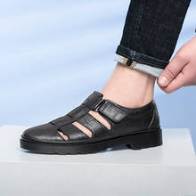 men Fashion Rome Sandals For Male genuine Leather Beach Sandals Black Men Summer Shoes outdoor Comfortable Gladiator Men Sandals 2024 - buy cheap