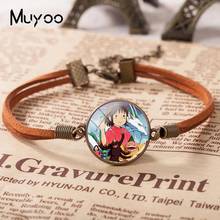 2019 New Spirited Away Anime Leather Bracelet No Face Bracelets Glass Dome Photo Jewelry Leather Bracelets 2024 - buy cheap