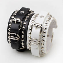 New Fashion Casual Gothic Punk Style Rivet Buckle Belt Pu Leather Bracelets Bangles For Women Charm Wristband Wrap Bangle 2024 - buy cheap