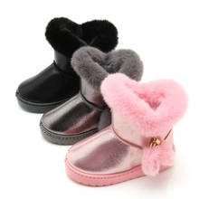 2021 botas de neve da menina impermeável crianças algodão bota de pele de algodão quente crianças anti-deslizamento botas para meninas marca de cabelo de coelho botas da menina 2024 - compre barato